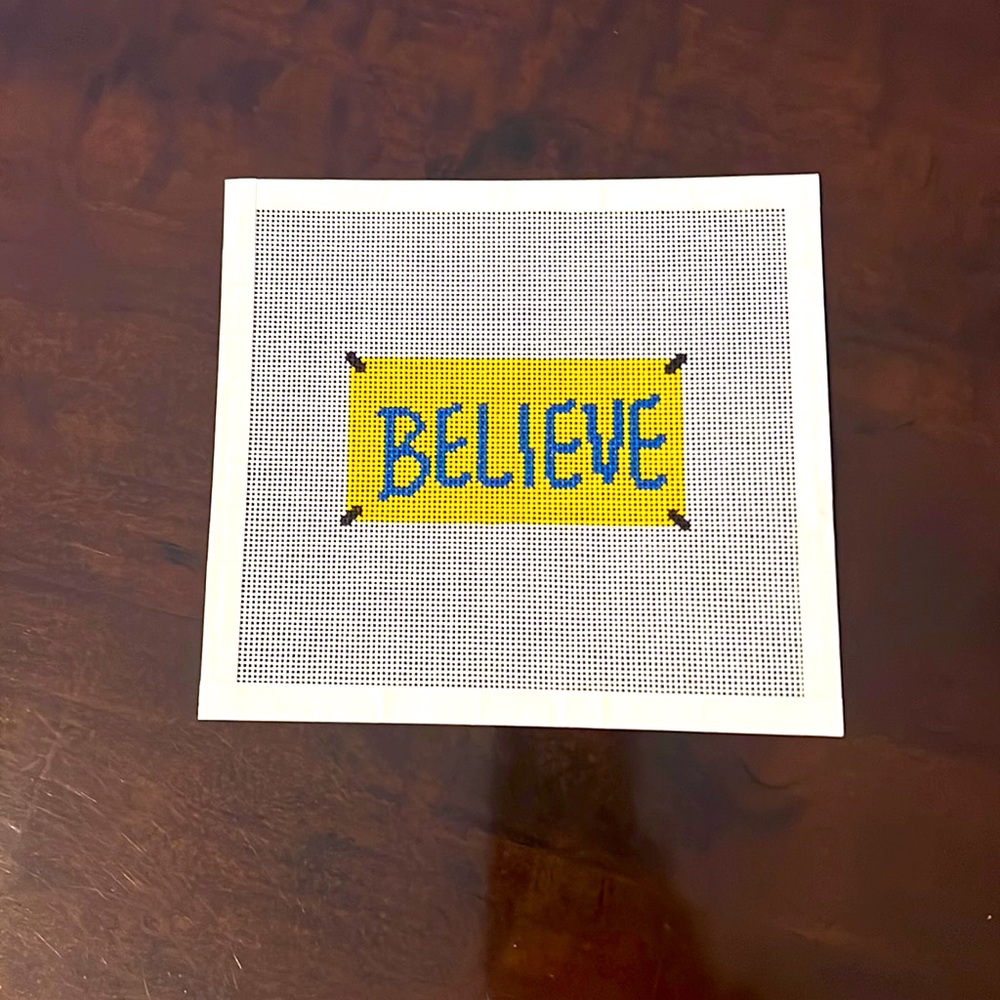Handpainted Believe Needlepoint Canvas